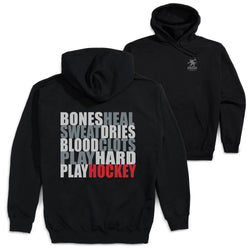 Hockey Hooded Sweatshirt - Bones Saying (Back Design)