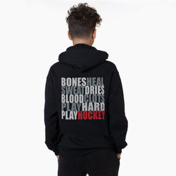 Hockey Hooded Sweatshirt - Bones Saying (Back Design)