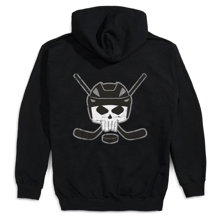 Hockey Hooded Sweatshirt - Hockey Helmet Skull (Back Design)