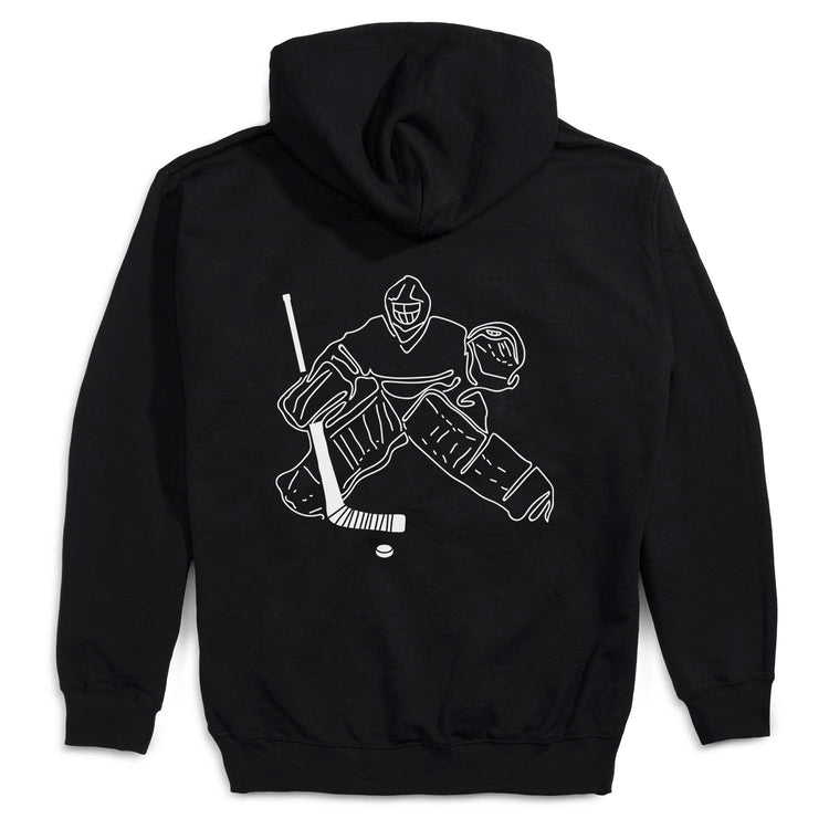 Hockey Hooded Sweatshirt - Hockey Goalie Sketch (Back Design)