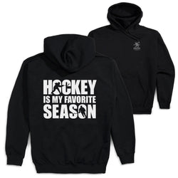 Hockey Hooded Sweatshirt - Hockey Is My Favorite Season(Back Design) [Adult Small/Black] - SS