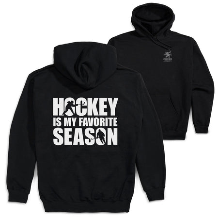 Hockey Hooded Sweatshirt - Hockey Is My Favorite Season(Back Design) [Adult Small/Black] - SS