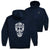 Hockey Hooded Sweatshirt - My Goal is to Deny Yours Goalie Mask (Back Design) [Navy/Youth Large] - SS