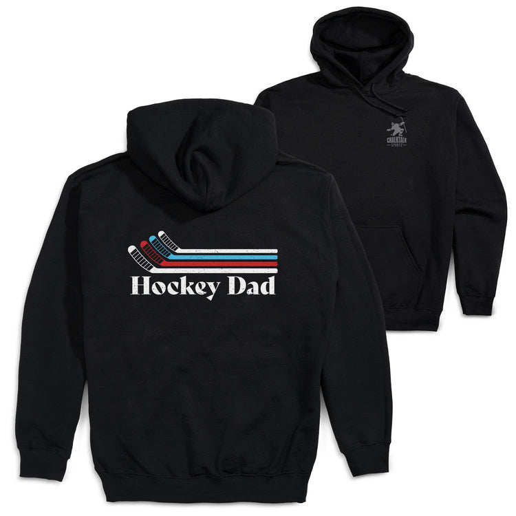 Hockey Hooded Sweatshirt - Hockey Dad Sticks(Back Design) [Black/Adult Small] - SS
