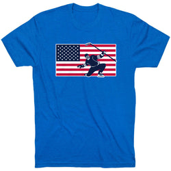 Hockey T-Shirt Short Sleeve - Patriotic Hockey [Youth Large/Royal] - SS