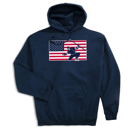 Hockey Hooded Sweatshirt - Patriotic Hockey [Youth Medium/Navy] - SS