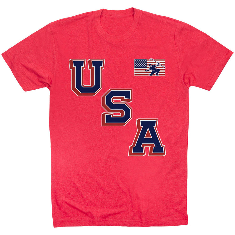 Hockey T-Shirt Short Sleeve - Hockey USA Gold [Youth Small/Red] - SS