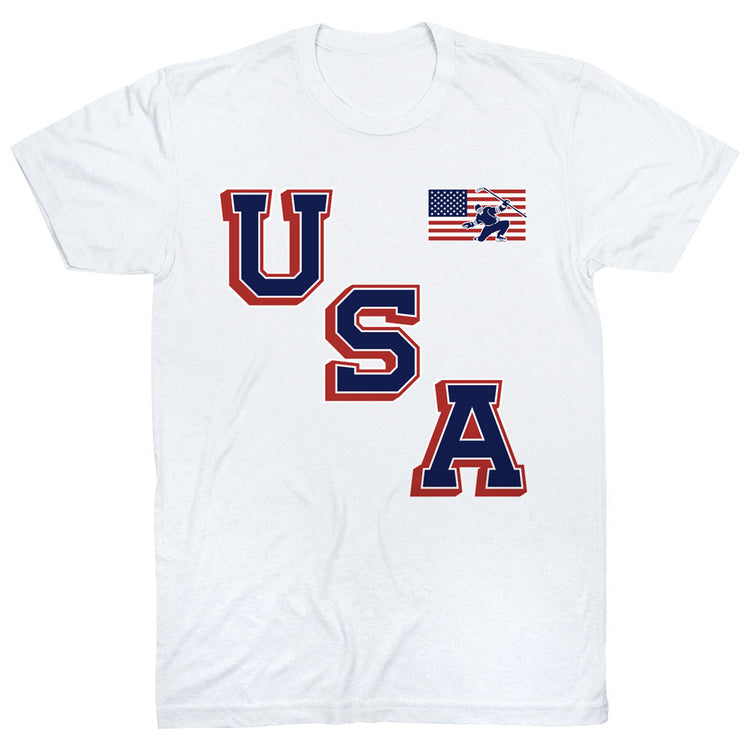Hockey T-Shirt Short Sleeve - Hockey USA Gold [Adult Small/White] - SS