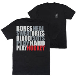 Hockey Short Sleeve T-Shirt - Bones Saying (Back Design)