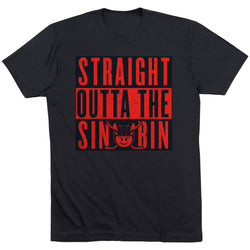 Hockey T-Shirt Short Sleeve - Straight Outta The Sin Bin [Adult Small/Black] - SS