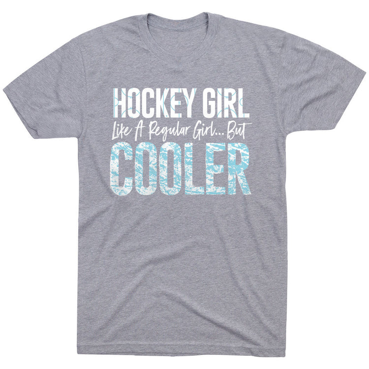 Hockey T-Shirt Short Sleeve - Hockey Girls Are Cooler [Youth Large/Gray] - SS
