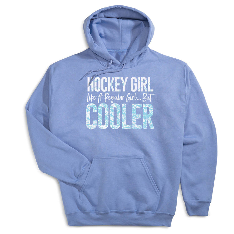 Hockey Hooded Sweatshirt - Hockey Girls Are Cooler [Youth Large/Carolina] - SS