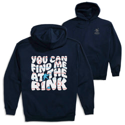 Hockey Hooded Sweatshirt - You Can Find Me At The Rink (Back Design) [Youth Large/Navy] - SS