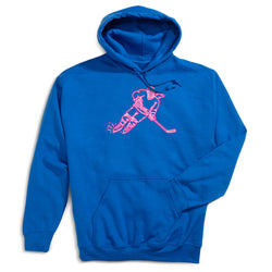 Hockey Hooded Sweatshirt - Neon Hockey Girl [Adult Medium/Royal] - SS