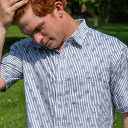 Hockey Performance Short Sleeve Button Down Shirt - Blue Line