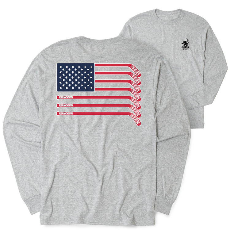 Hockey Tshirt Long Sleeve - American Flag (Back Design)