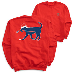 Hockey Crewneck Sweatshirt - Santa Hockey Dog (Back Design)