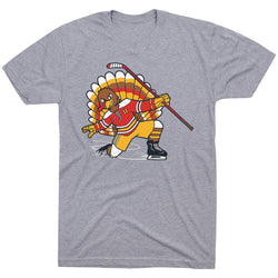 Hockey Short Sleeve T-Shirt - Cage Free Turkey Celly [Adult X-Small/Gray] - SS