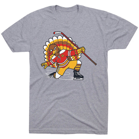 Hockey Short Sleeve T-Shirt - Cage Free Turkey Celly [Adult X-Small/Gray] - SS