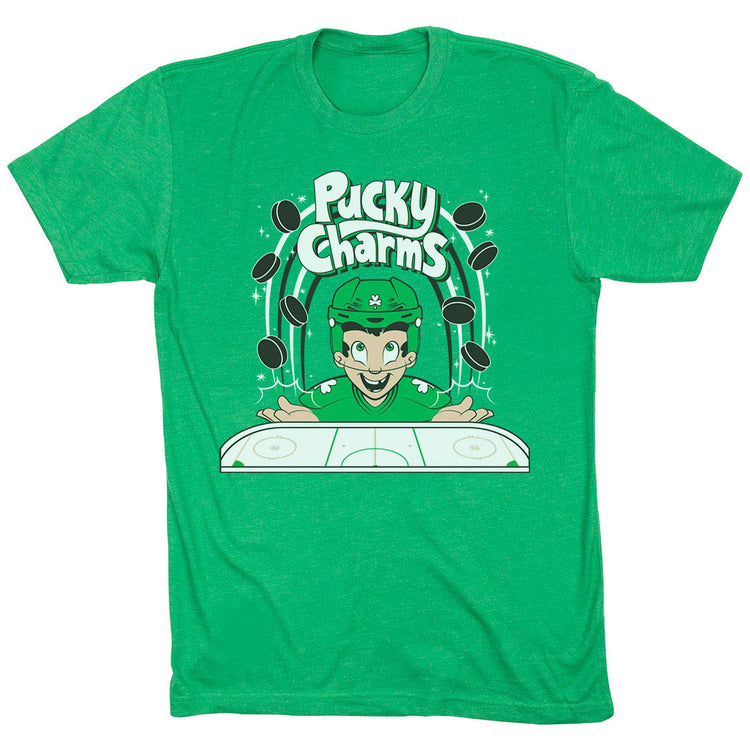 Hockey Short Sleeve T-Shirt - Pucky Charms [Youth Medium/Green] - SS