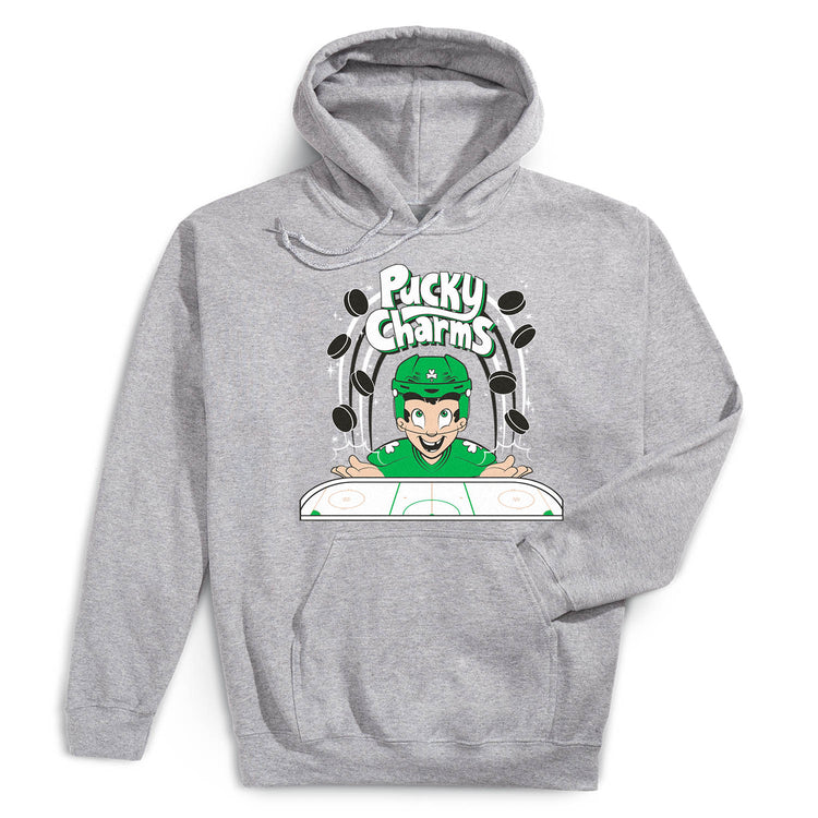 Hockey Hooded Sweatshirt - Pucky Charms [Adult Small/Gray] - SS