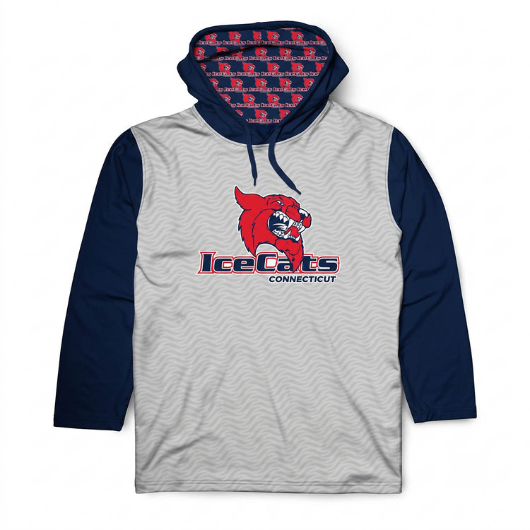 Hockey Lightweight Long Sleeve Hoodie - Ice Cats - Gray/Navy