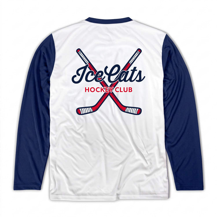 Hockey Long Sleeve Velocitee - Ice Cats - Gray/Navy