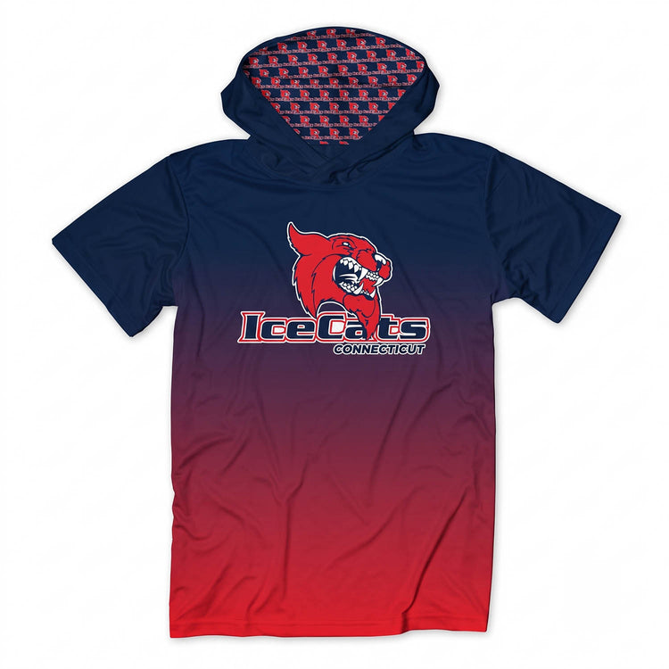 Hockey Lightweight Short Sleeve Hoodie - Ice Cats - Gradient