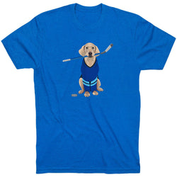 Hockey Short Sleeve T-Shirt - Puck The Hockey Dog [Youth Medium/Royal] - SS