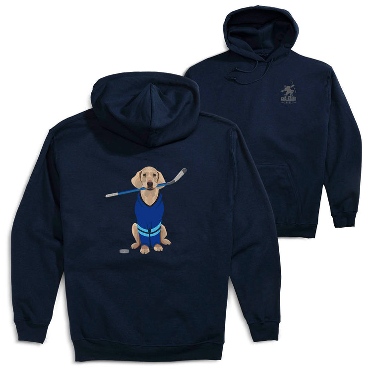 Hockey Hooded Sweatshirt - Puck The Hockey Dog (Back Design)