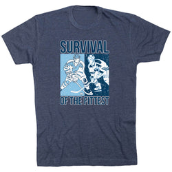 Hockey Short Sleeve T-Shirt - Survival of the Fittest [Adult Medium/Navy] - SS