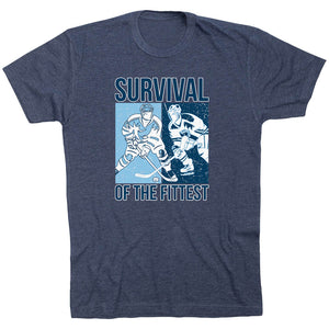 Hockey Short Sleeve T-Shirt - Survival of the Fittest [Adult Medium/Navy] - SS