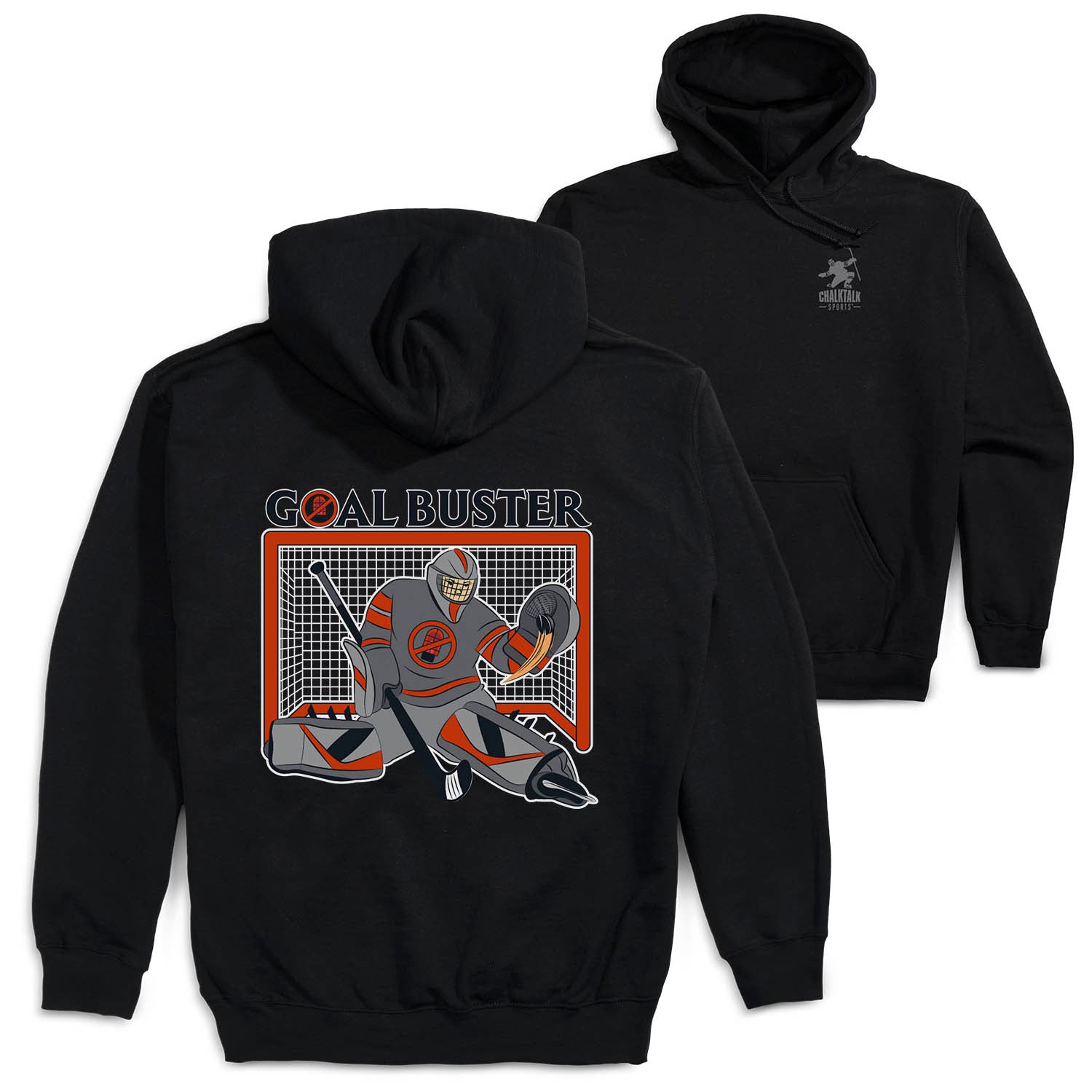 Hockey Hooded Sweatshirt - Goal Buster (Back Design) [Youth Large/Black ...