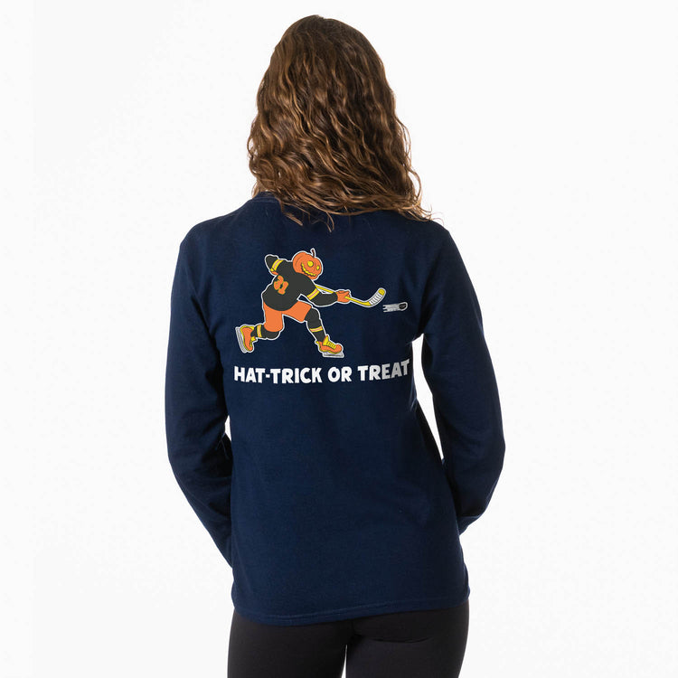 Hockey Tshirt Long Sleeve - Hat-Trick or Treat (Back Design)