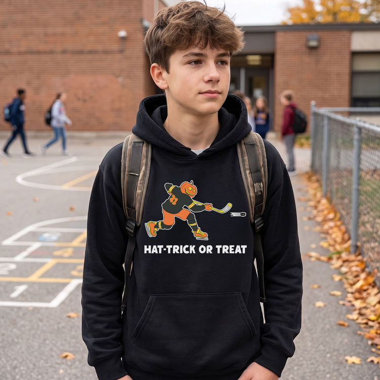 Hockey Hooded Sweatshirt - Hat-Trick or Treat