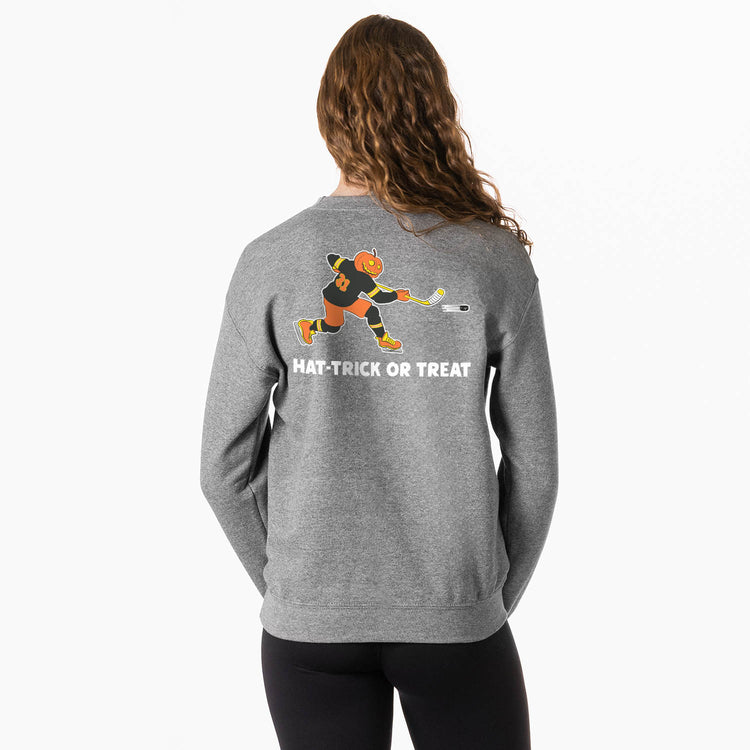 Hockey Crewneck Sweatshirt - Hat-Trick or Treat (Back Design)