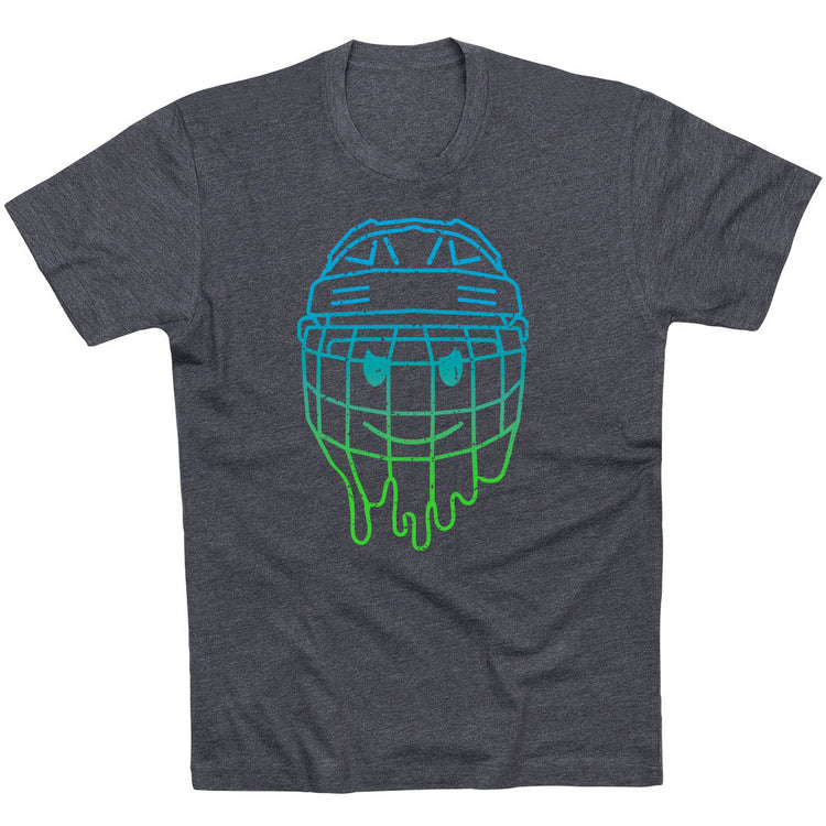 Hockey Short Sleeve T-Shirt - Have An Ice Day Smiley [Youth Small/Charcoal] - SS