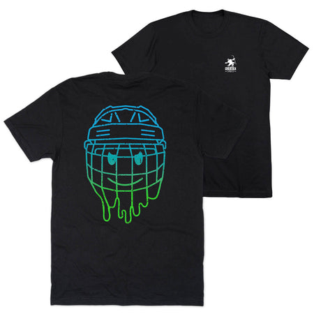 Hockey Short Sleeve T-Shirt - Have An Ice Day Smiley (Back Design) [Youth Large/Black] - SS