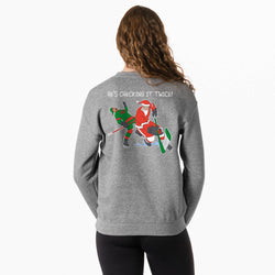 Hockey Crewneck Sweatshirt - He's Checking It Twice (Back Design)
