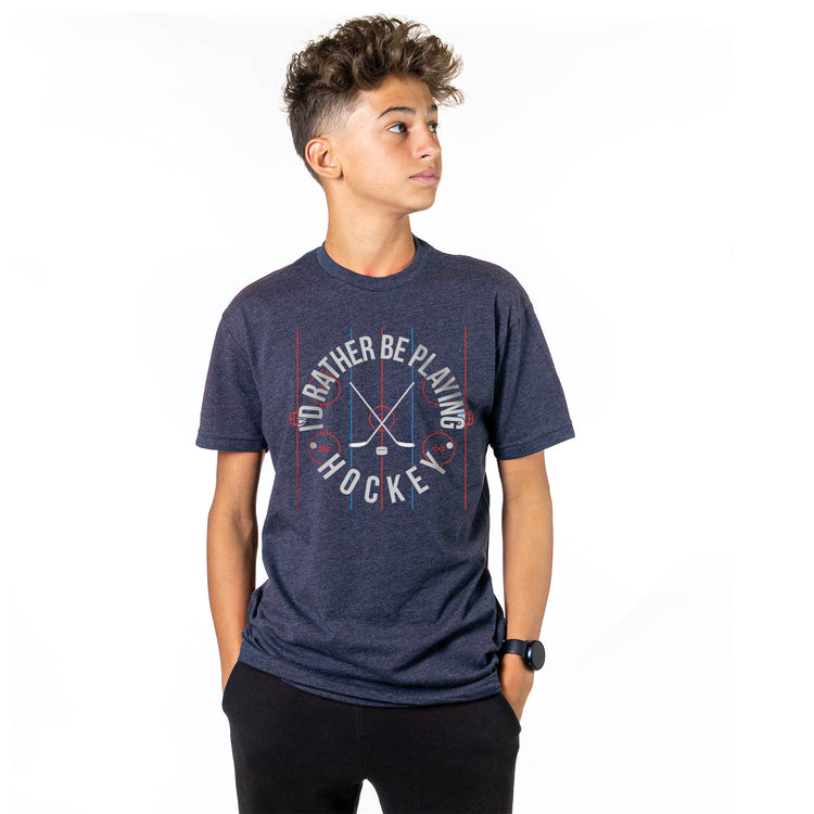 Hockey Short Sleeve T-Shirt - Rather Be Playing Hockey
