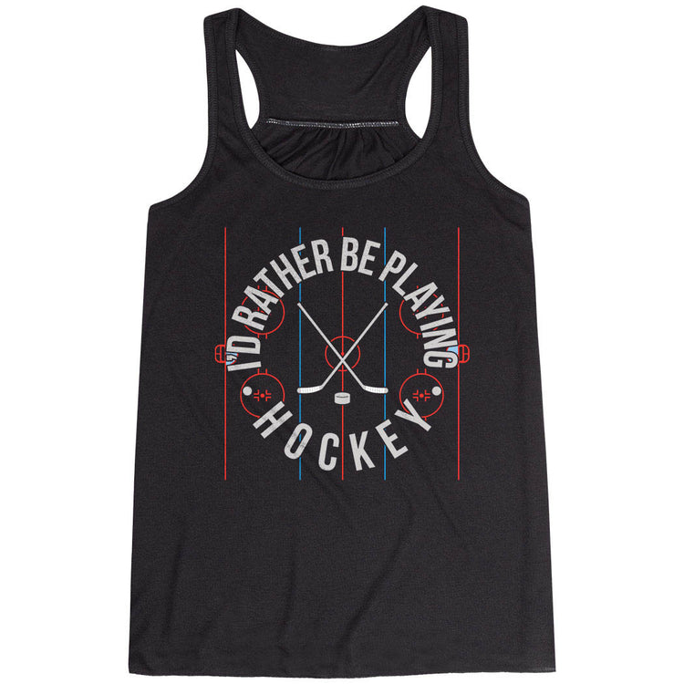 Hockey Flowy Racerback Tank Top - Rather Be Playing Hockey