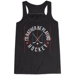 Hockey Flowy Racerback Tank Top - Rather Be Playing Hockey