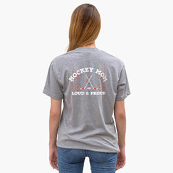 Hockey Short Sleeve T-Shirt - Loud and Proud Hockey Mom (Back Design) 