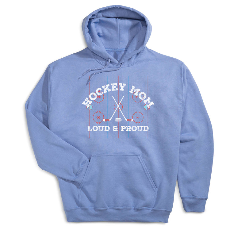 Hockey Hooded Sweatshirt - Loud and Proud Hockey Mom [Adult X-Large/Carolina] - SS