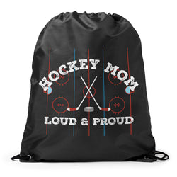 Hockey Drawstring Backpack - Loud and Proud Hockey Mom