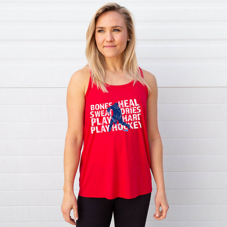 Hockey Flowy Racerback Tank Top - Bones Heal Hockey