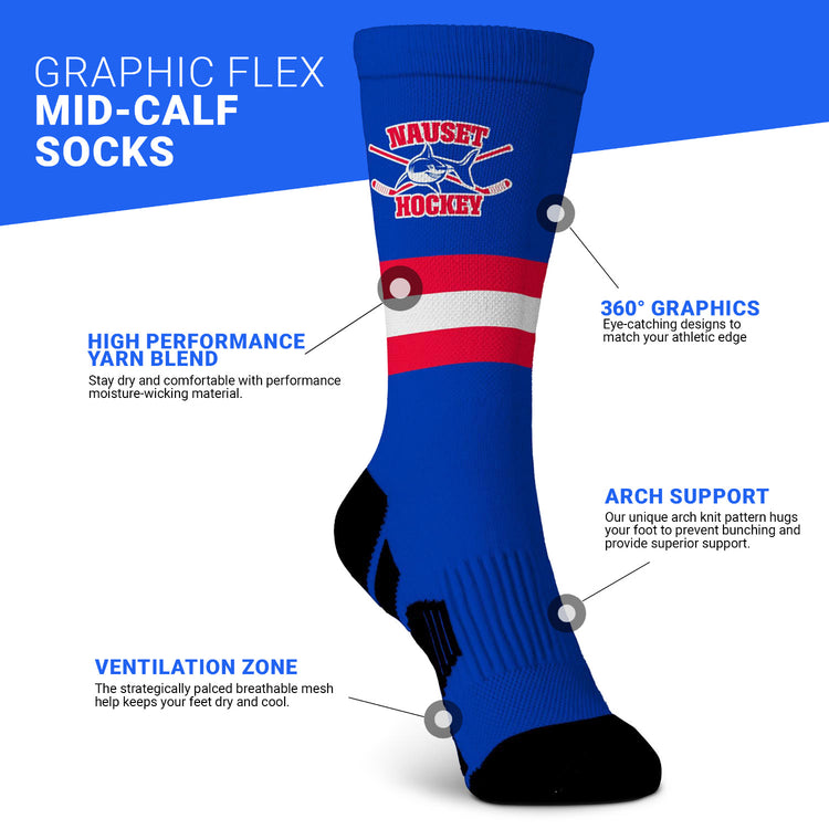 Custom Team Graphic Flex Mid-Calf Socks - Hockey