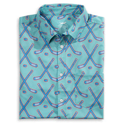 Hockey Performance Short Sleeve Button Down Shirt - Cross Check