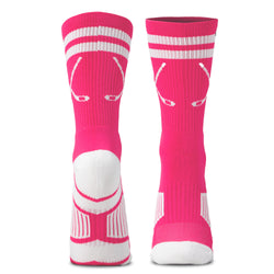 Hockey Mid-Calf Socks - Crossed Sticks - Pink