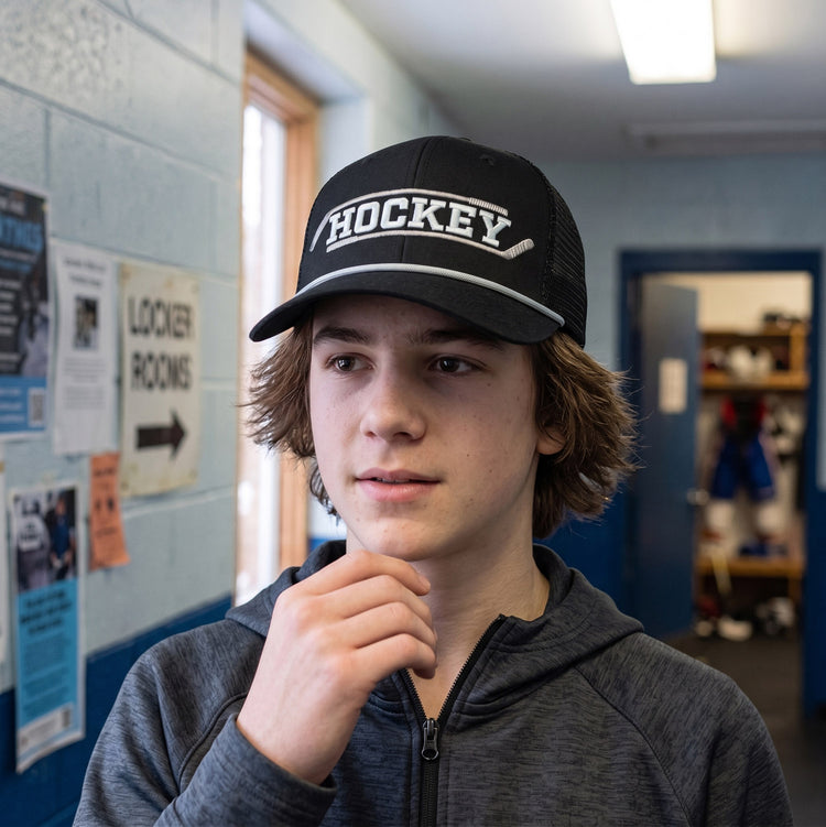 Hockey Trucker Hat - Hockey Classic - Black